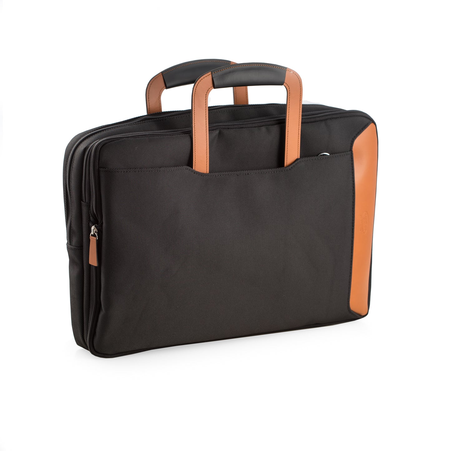 Occasion Gallery Saddle Color Saddle Leather & Ballistic Nylon Briefcase which Converts to a Back Pack and Oversized Bag with Computer Compartment.  15 L x 10 W x 3 H in.