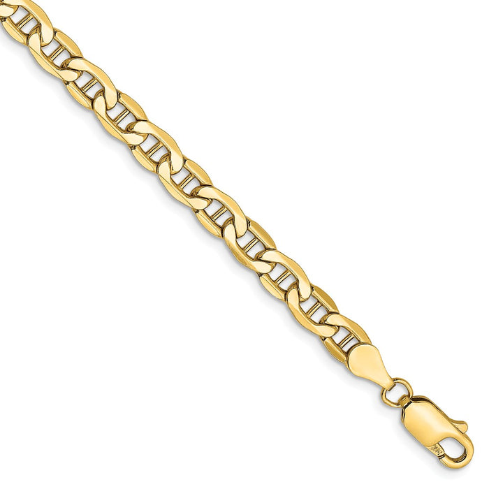 Million Charms 14k Yellow Gold 4.75mm Semi-Solid Anchor Chain, Chain Length: 8 inches