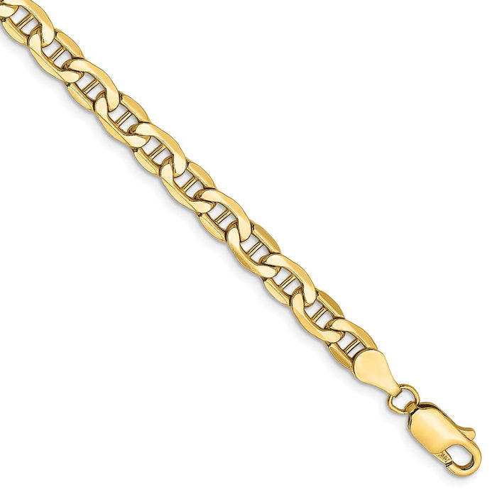 Million Charms 14k Yellow Gold 4.75mm Semi-Solid Anchor Chain, Chain Length: 7 inches