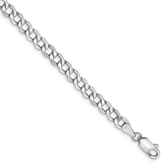 Million Charms 14k White Gold 4.3mm Semi-Solid Curb Link Chain, Chain Length: 8 inches