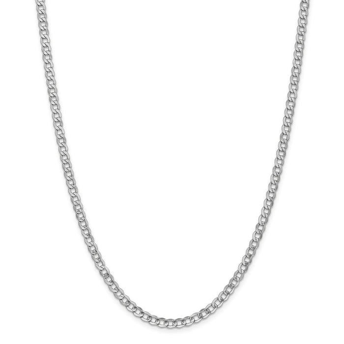 Million Charms 14k White Gold, Necklace Chain, 4.3mm Semi-Solid Curb Link Chain, Chain Length: 18 inches