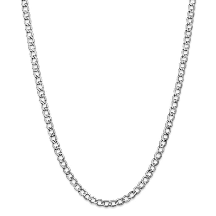 Million Charms 14k White Gold, Necklace Chain, 5.25mm Semi-Solid Curb Link Chain, Chain Length: 18 inches