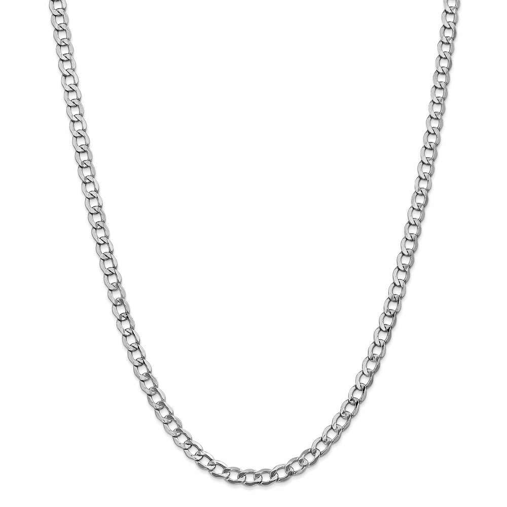 Million Charms 14k White Gold, Necklace Chain, 5.25mm Semi-Solid Curb Link Chain, Chain Length: 24 inches