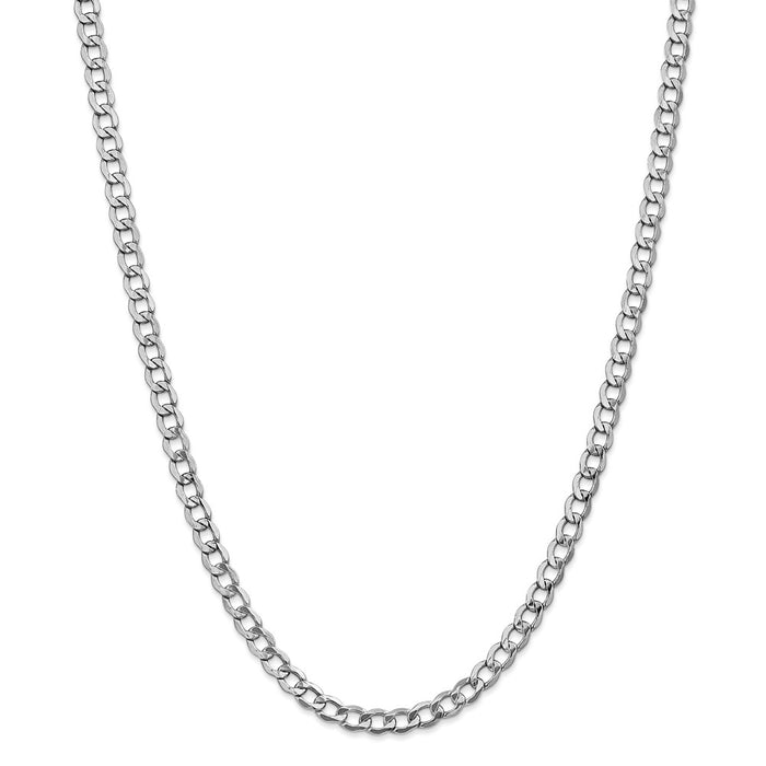 Million Charms 14k White Gold, Necklace Chain, 5.25mm Semi-Solid Curb Link Chain, Chain Length: 24 inches