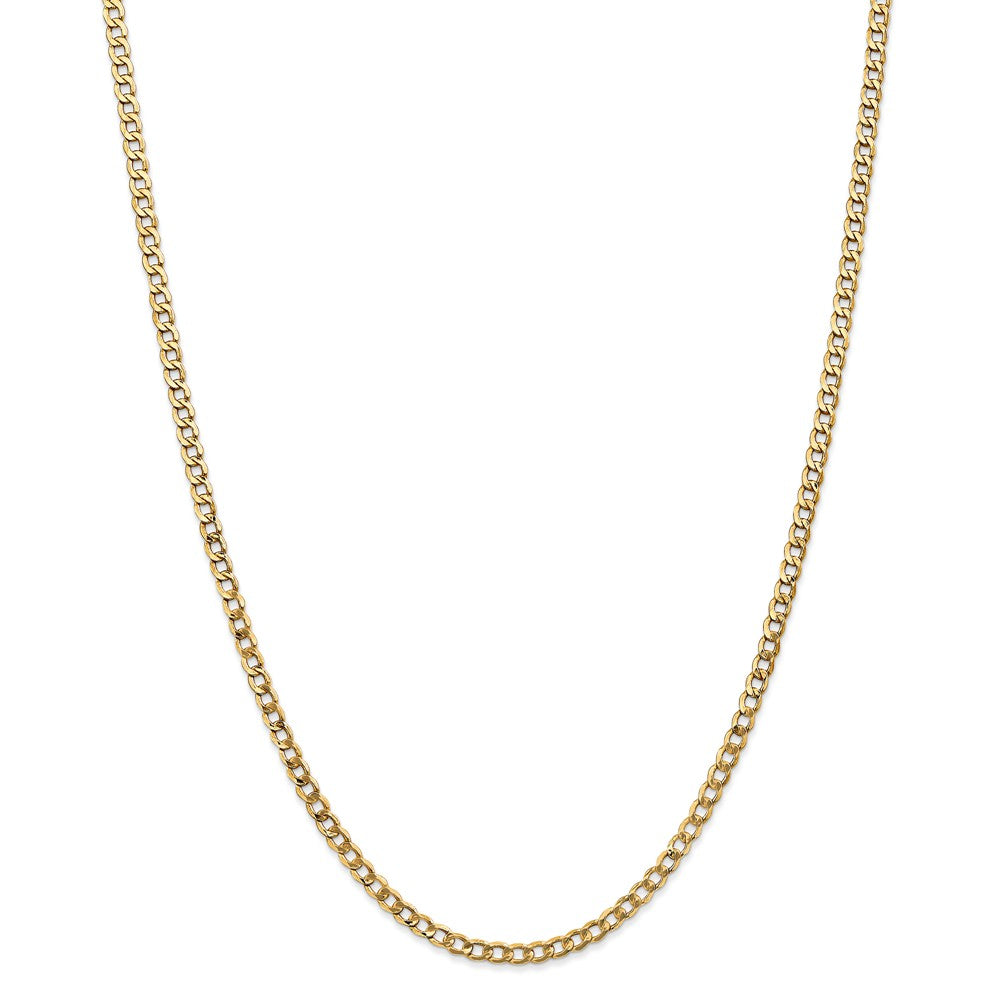 Million Charms 14k Yellow Gold, Necklace Chain, 3.35mm Semi-Solid Curb Link Chain, Chain Length: 16 inches