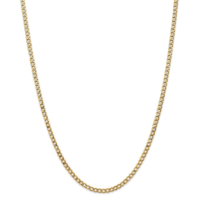 Million Charms 14k Yellow Gold, Necklace Chain, 3.35mm Semi-Solid Curb Link Chain, Chain Length: 24 inches