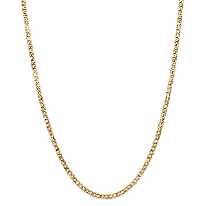 Million Charms 14k Yellow Gold, Necklace Chain, 3.35mm Semi-Solid Curb Link Chain, Chain Length: 16 inches