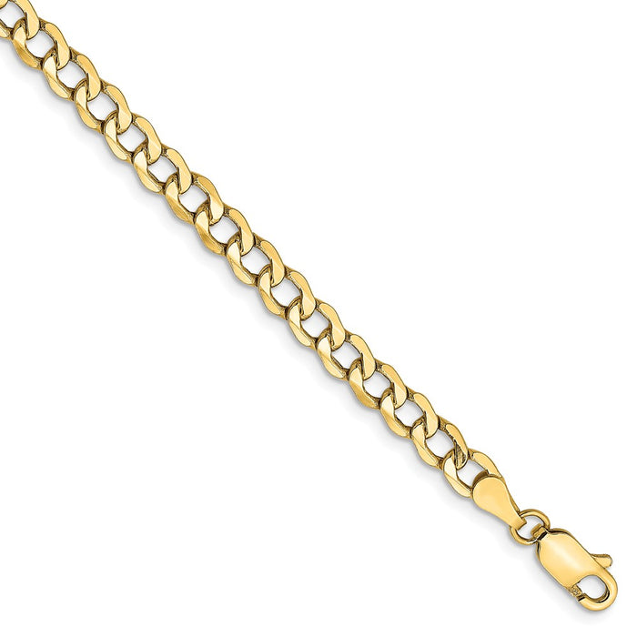 Million Charms 14k Yellow Gold 4.3mm Semi-Solid Curb Link Chain, Chain Length: 8 inches