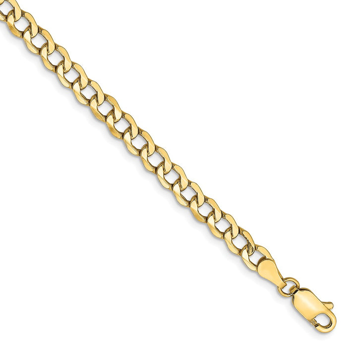 Million Charms 14k Yellow Gold 4.3mm Semi-Solid Curb Link Chain, Chain Length: 7 inches