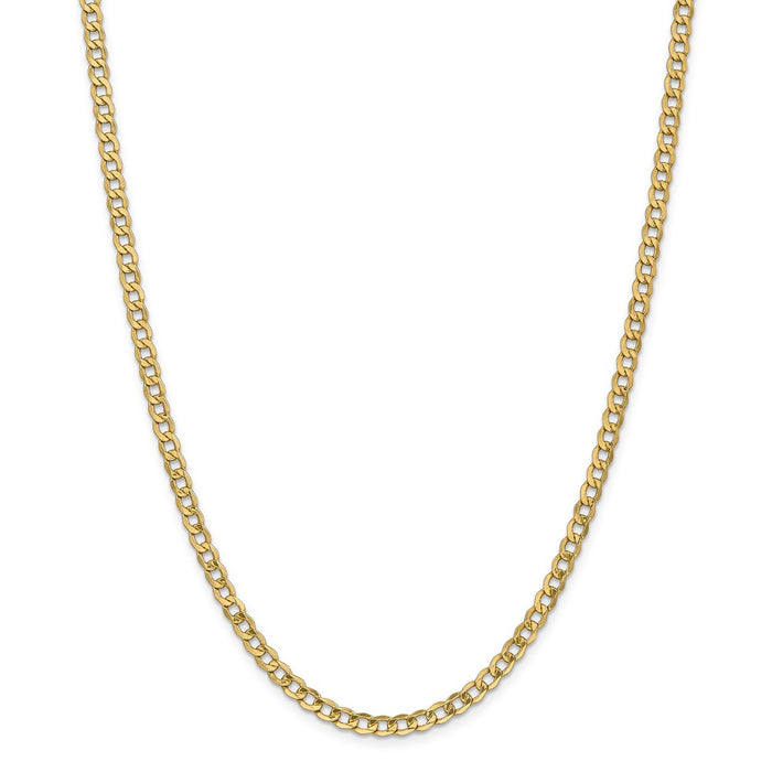 Million Charms 14k Yellow Gold, Necklace Chain, 4.3mm Semi-Solid Curb Link Chain, Chain Length: 24 inches