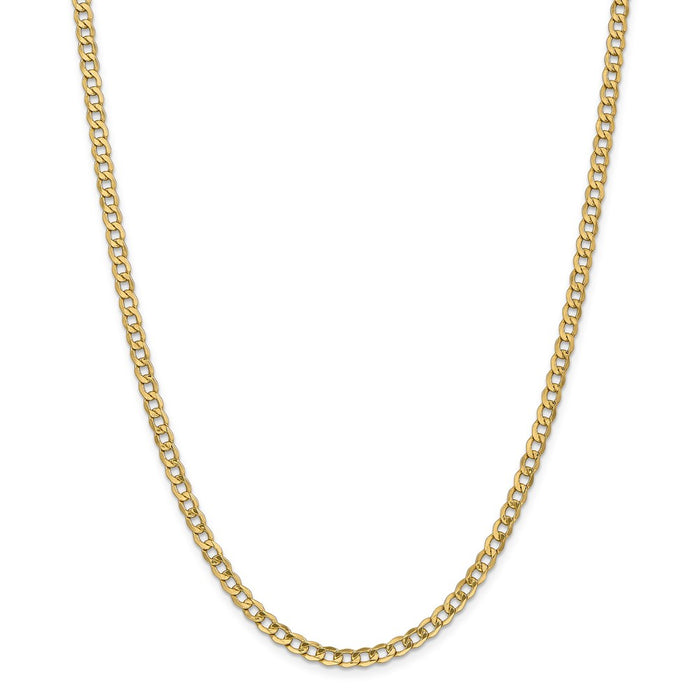 Million Charms 14k Yellow Gold, Necklace Chain, 4.3mm Semi-Solid Curb Link Chain, Chain Length: 20 inches