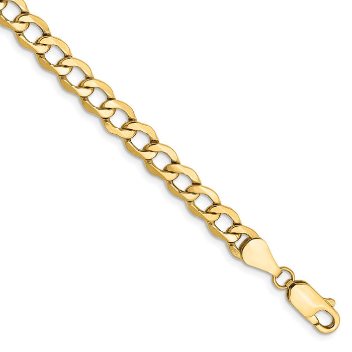 Million Charms 14k Yellow Gold 5.25mm Semi-Solid Curb Link Chain, Chain Length: 8 inches