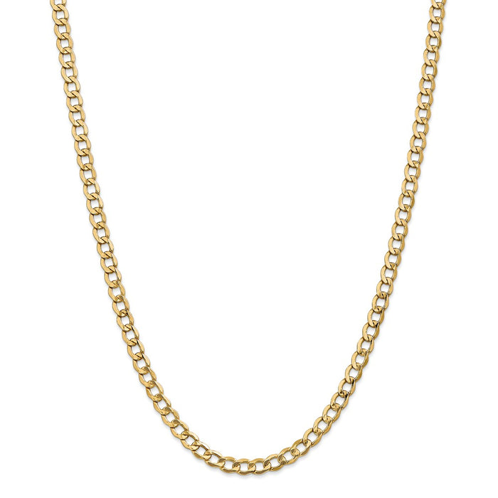 Million Charms 14k Yellow Gold, Necklace Chain, 5.25mm Semi-Solid Curb Link Chain, Chain Length: 24 inches