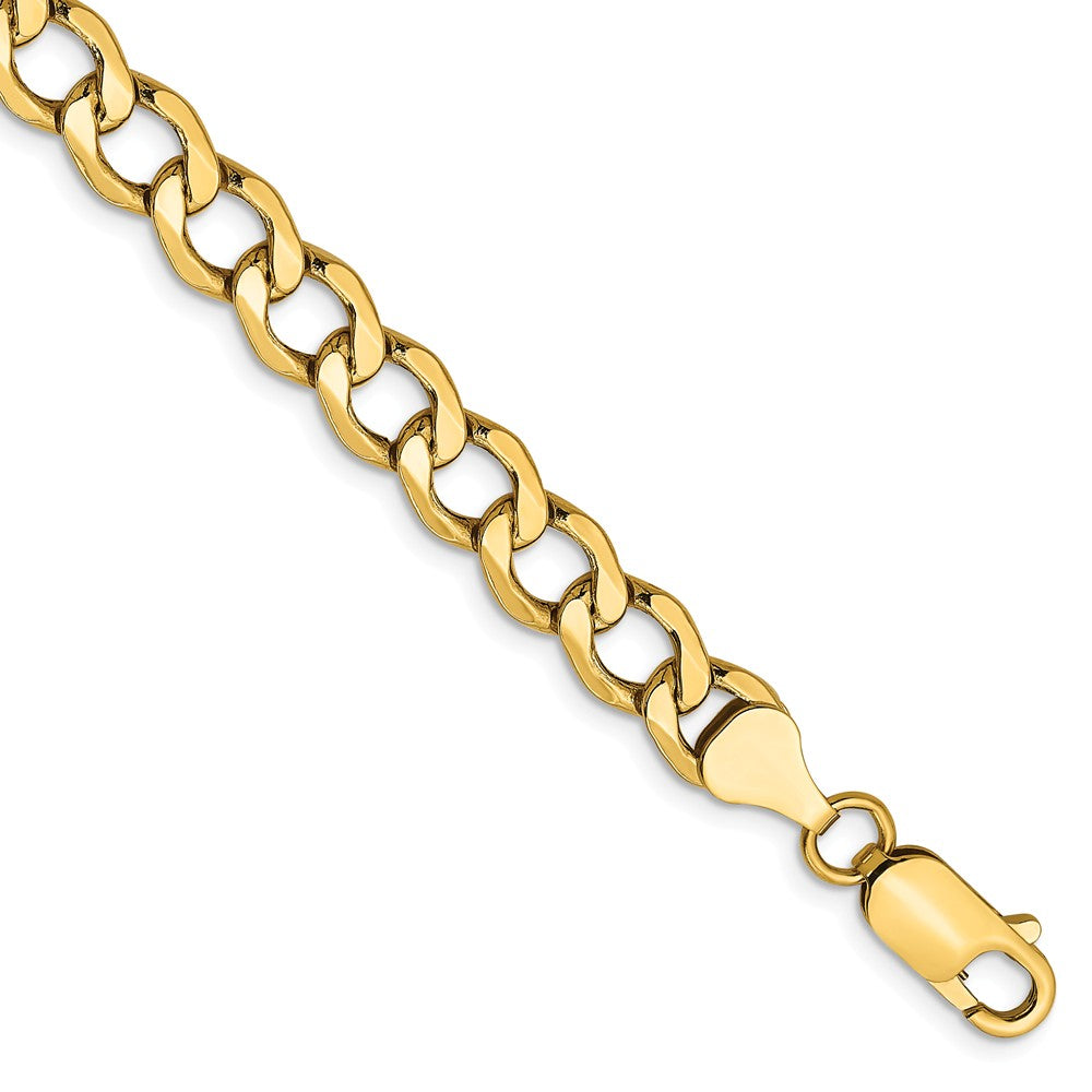 Million Charms 14k Yellow Gold 6.5mm Semi-Solid Curb Link Chain, Chain Length: 7 inches