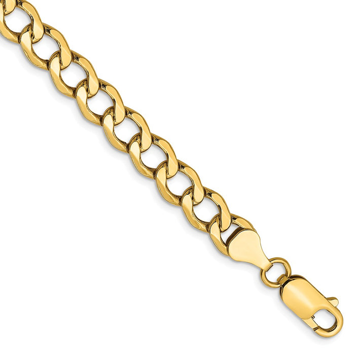 Million Charms 14k Yellow Gold 6.5mm Semi-Solid Curb Link Chain, Chain Length: 8 inches
