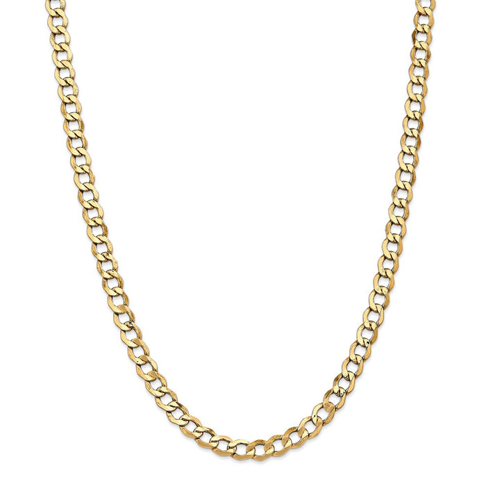 Million Charms 14k Yellow Gold, Necklace Chain, 6.5mm Semi-Solid Curb Link Chain, Chain Length: 24 inches