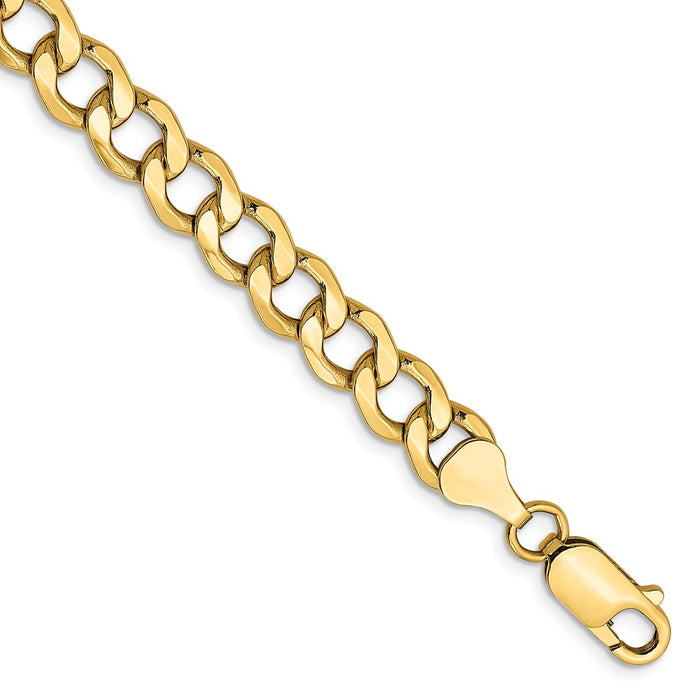 Million Charms 14k Yellow Gold 7.0mm Semi-Solid Curb Link Chain, Chain Length: 7 inches