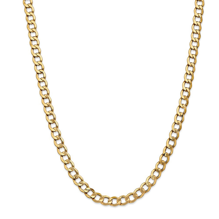 Million Charms 14k Yellow Gold, Necklace Chain, 7.0mm Semi-Solid Curb Link Chain, Chain Length: 18 inches