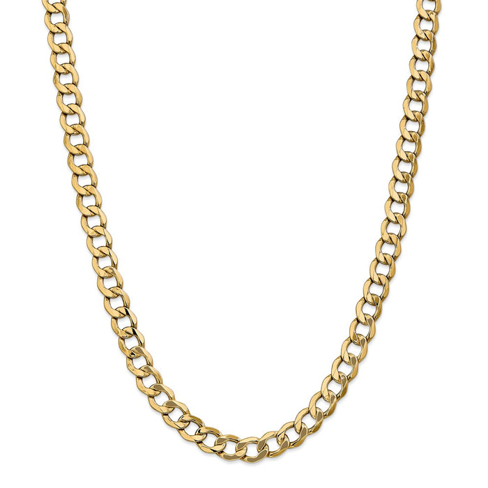 Million Charms 14k Yellow Gold, Necklace Chain, 8.0mm Semi-Solid Curb Link Chain, Chain Length: 24 inches
