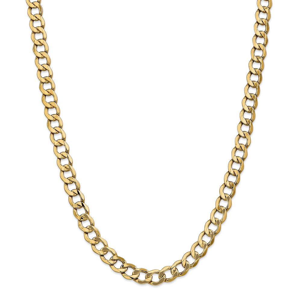 Million Charms 14k Yellow Gold, Necklace Chain, 8.0mm Semi-Solid Curb Link Chain, Chain Length: 26 inches