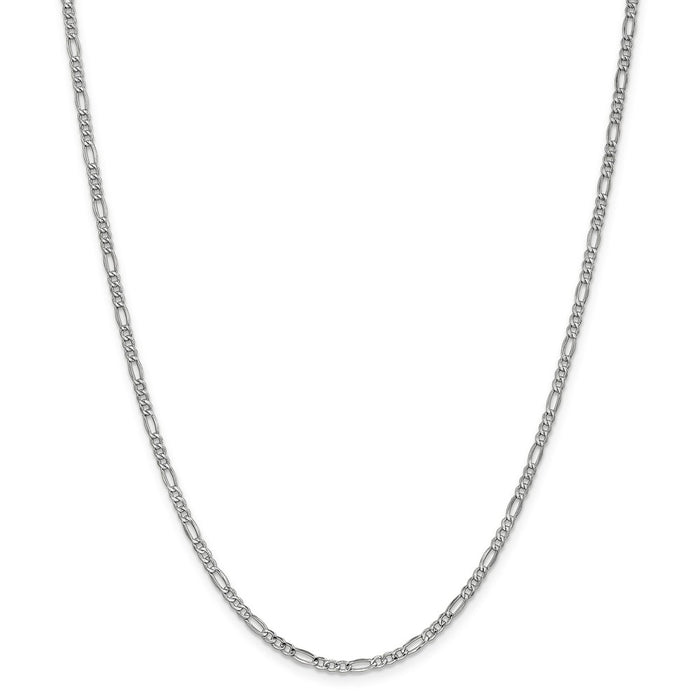 Million Charms 14k 2.5mm White Gold, Necklace Chain, Semi-Solid Figaro Chain, Chain Length: 16 inches