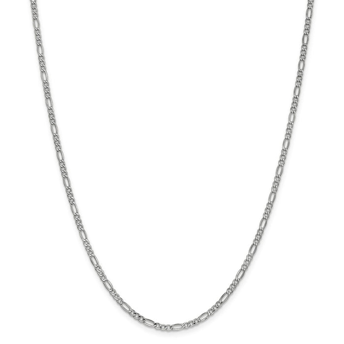 Million Charms 14k 2.5mm White Gold, Necklace Chain, Semi-Solid Figaro Chain, Chain Length: 24 inches