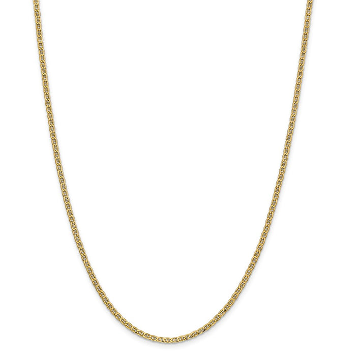 Million Charms 14k Yellow Gold, Necklace Chain, Yellow Gold, Necklace Chain, 2.40mm Semi-Solid Anchor Chain, Chain Length: 18 inches