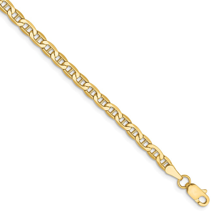 Million Charms 14k Yellow Gold Yellow Gold 3.20mm Semi-Solid Anchor Chain, Chain Length: 10 inches
