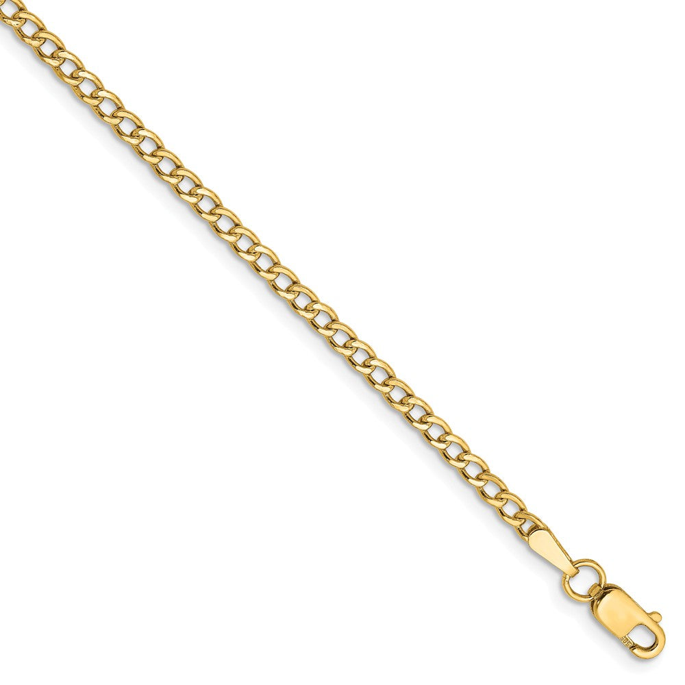 Million Charms 14k Yellow Gold 2.5mm Semi-Solid Curb Link Chain, Chain Length: 10 inches