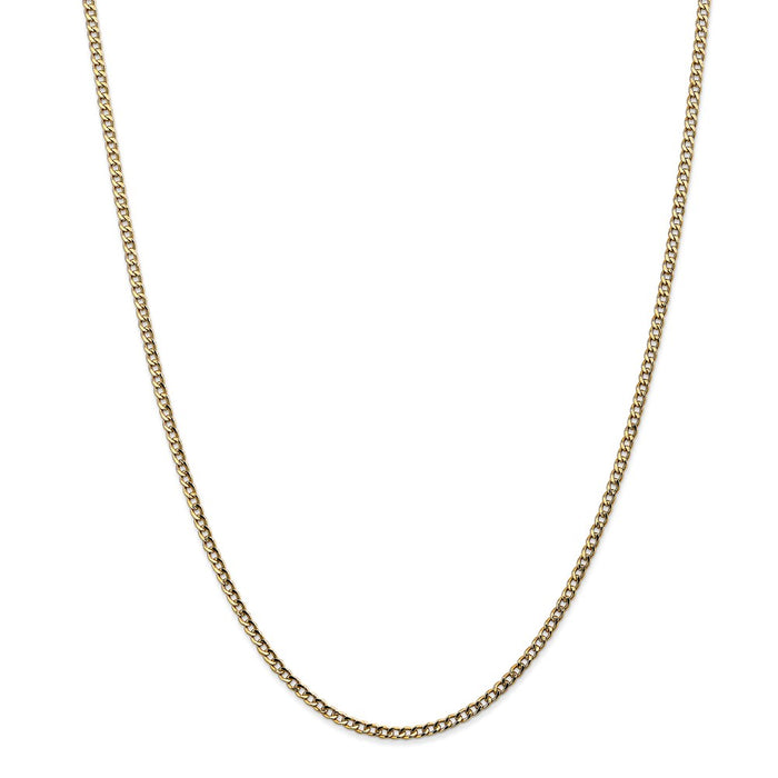 Million Charms 14k Yellow Gold, Necklace Chain, 2.5mm Semi-Solid Curb Link Chain, Chain Length: 20 inches