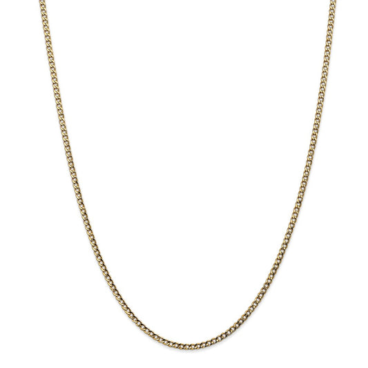 Million Charms 14k Yellow Gold, Necklace Chain, 2.5mm Semi-Solid Curb Link Chain, Chain Length: 18 inches