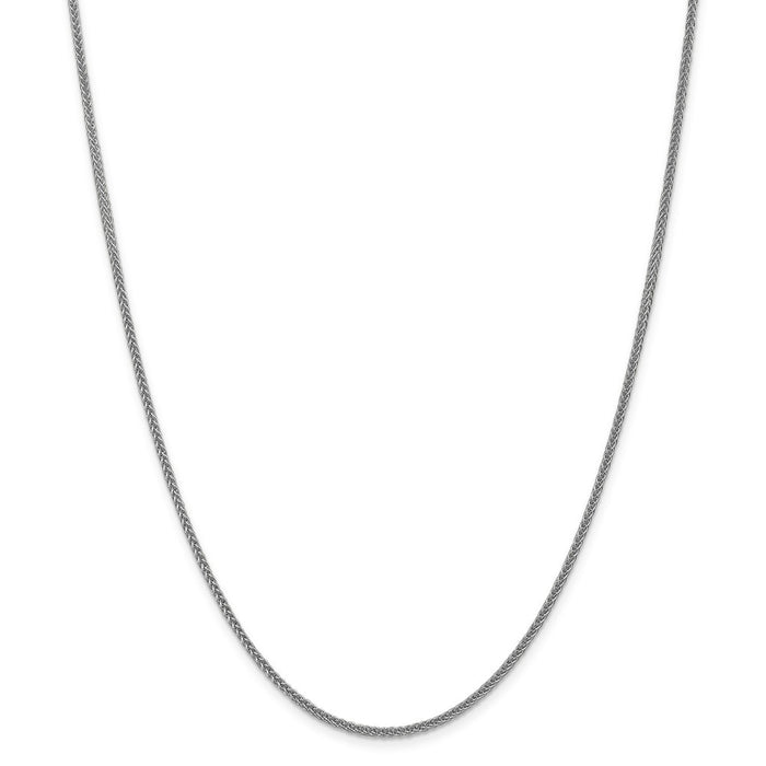 Million Charms 14k White Gold, Necklace Chain, 2mm Semi-solid 3-Wire Wheat Chain, Chain Length: 16 inches