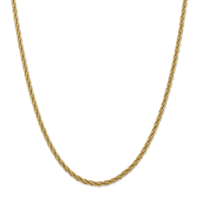 Million Charms 14k Yellow Gold, Necklace Chain, Diamond-cut 3.3mm Semi-Solid Chain, Chain Length: 16 inches