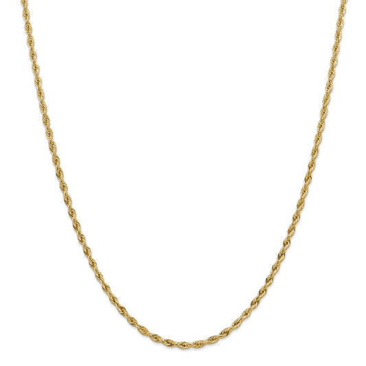 Million Charms 14k Yellow Gold, Necklace Chain, 3.0mm Semi-Solid Rope Chain, Chain Length: 16 inches