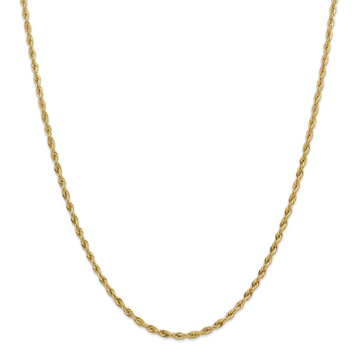 Million Charms 14k Yellow Gold, Necklace Chain, 3.0mm Semi-Solid Rope Chain, Chain Length: 22 inches