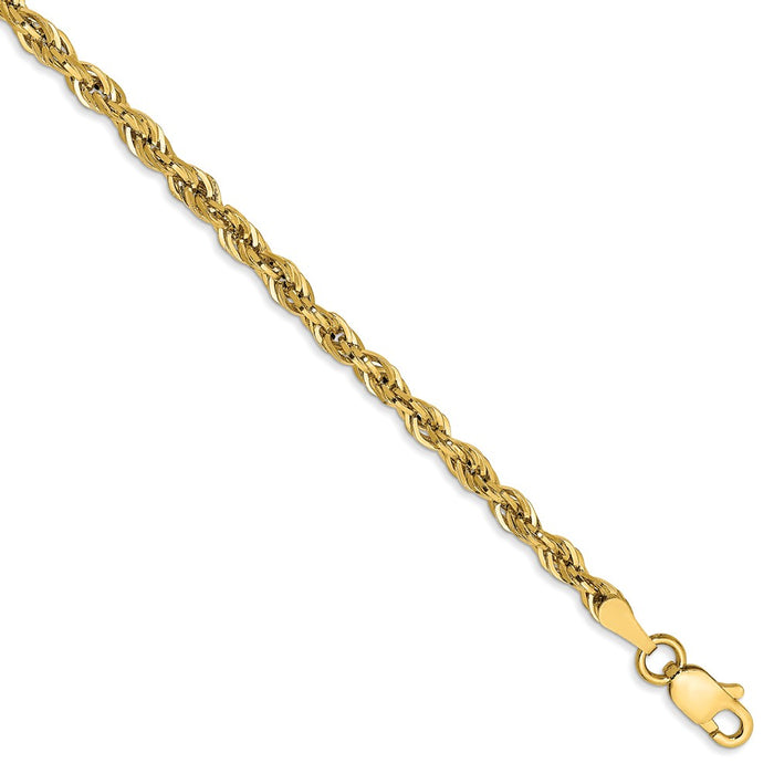 Million Charms 14k Yellow Gold 2.8mm Hollow Rope Chain, Chain Length: 8 inches