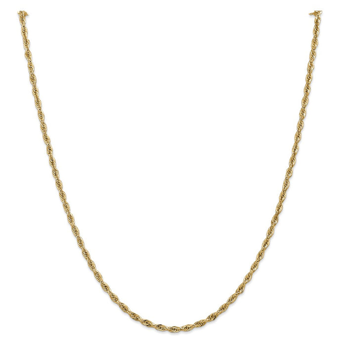 Million Charms 14k Yellow Gold, Necklace Chain, 2.8mm Semi-Solid Rope Chain, Chain Length: 22 inches