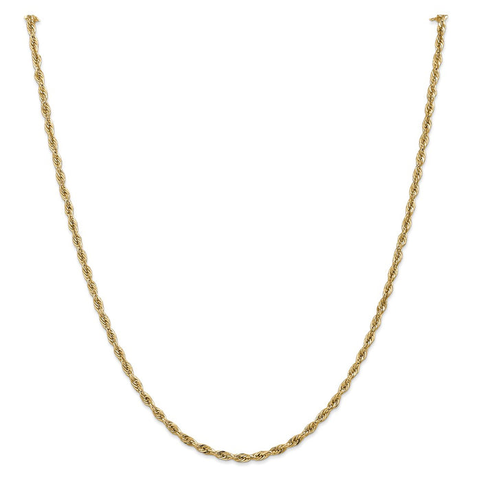 Million Charms 14k Yellow Gold, Necklace Chain, 2.8mm Semi-Solid Rope Chain, Chain Length: 28 inches