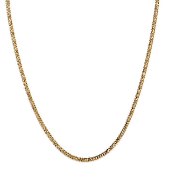 Million Charms 14k Yellow Gold, Necklace Chain, 3mm Semi-Solid Franco Chain, Chain Length: 22 inches