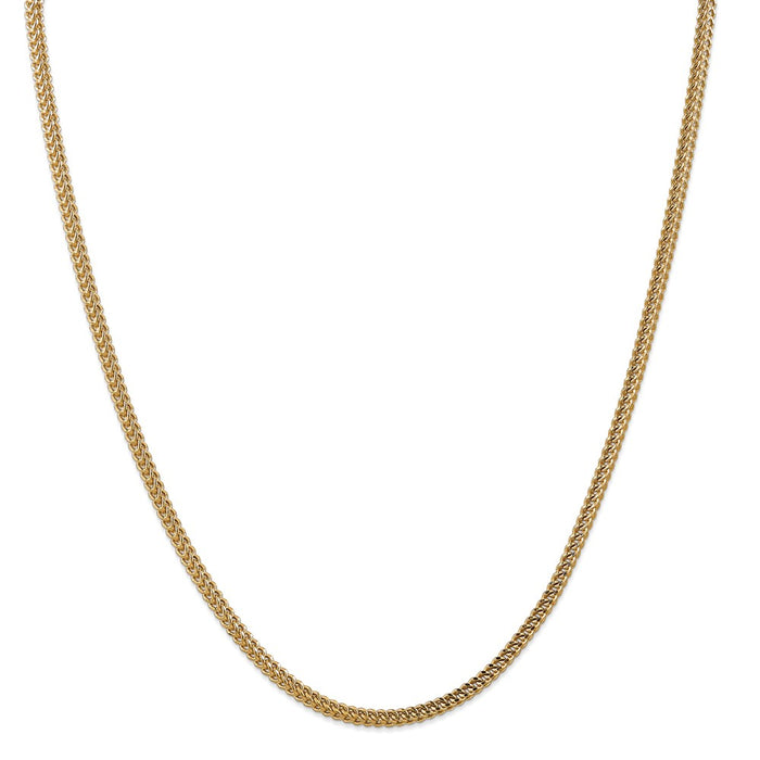 Million Charms 14k Yellow Gold, Necklace Chain, 3mm Semi-Solid Franco Chain, Chain Length: 24 inches