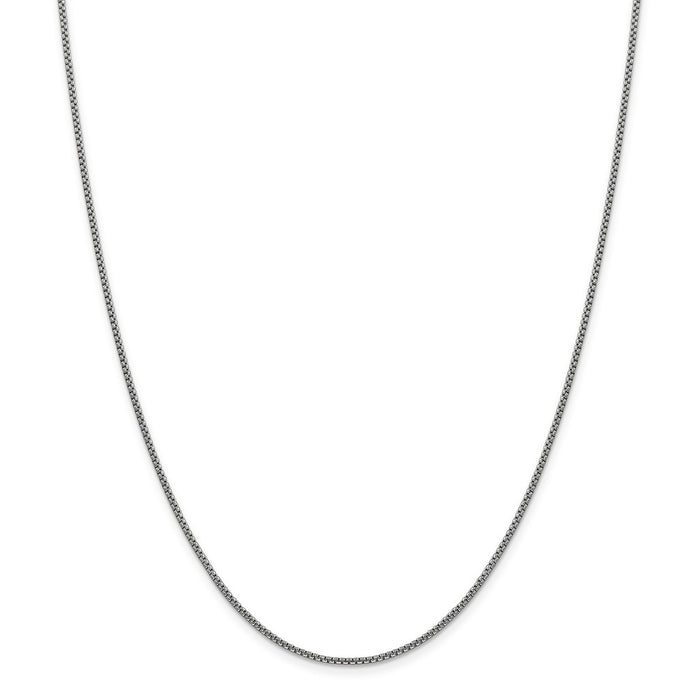 Million Charms 14k White Gold, Necklace Chain, 1.5mm Hollow Round Box Chain, Chain Length: 30 inches