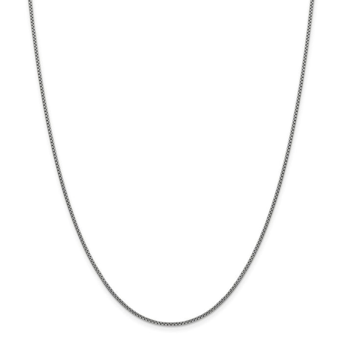 Million Charms 14k White Gold, Necklace Chain, 1.5mm Hollow Round Box Chain, Chain Length: 20 inches