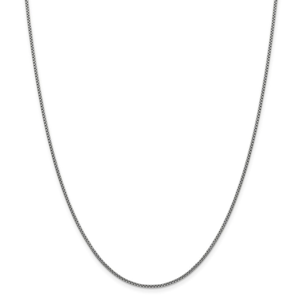 Million Charms 14k White Gold, Necklace Chain, 1.5mm Hollow Round Box Chain, Chain Length: 24 inches