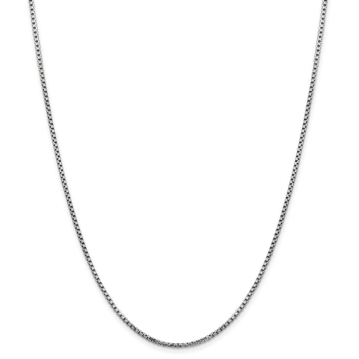 Million Charms 14k White Gold 1.75mm Round Box Chain, Chain Length: 8 inches
