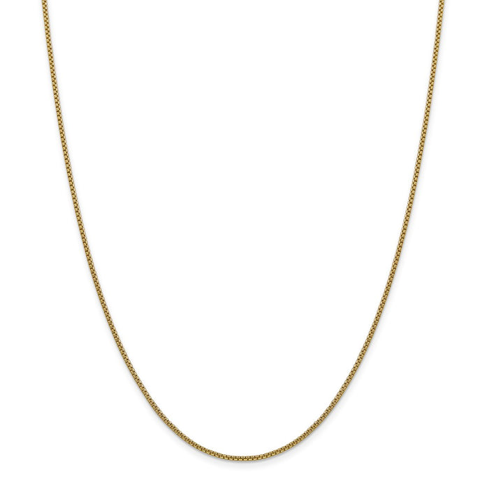 Million Charms 14k Yellow Gold 1.5mm Hollow Round Box Chain, Chain Length: 8 inches