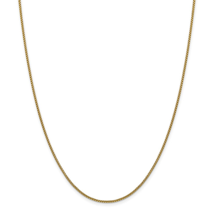Million Charms 14k Yellow Gold, Necklace Chain, 1.5mm Hollow Round Box Chain, Chain Length: 20 inches