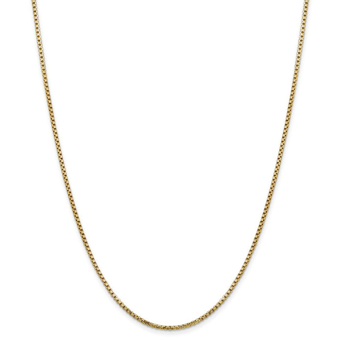 Million Charms 14k Yellow Gold 1.75mm Hollow Round Box Chain, Chain Length: 8 inches