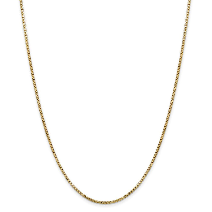 Million Charms 14k Yellow Gold, Necklace Chain, 1.75mm Hollow Round Box Chain, Chain Length: 16 inches