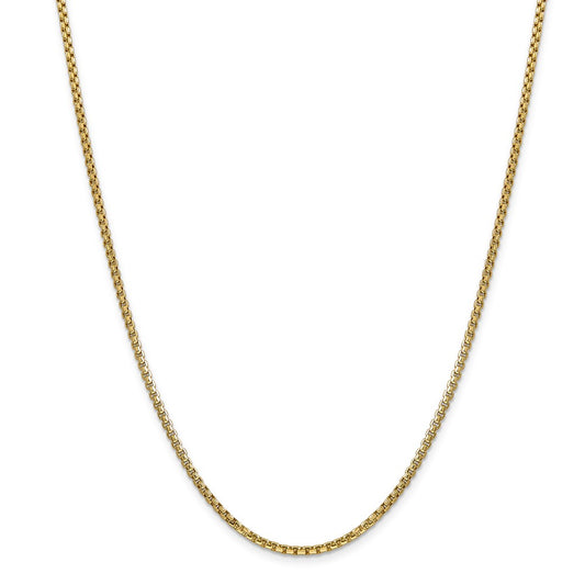 Million Charms 14k Yellow Gold, Necklace Chain, 2.45mm Hollow Round Box Chain, Chain Length: 22 inches