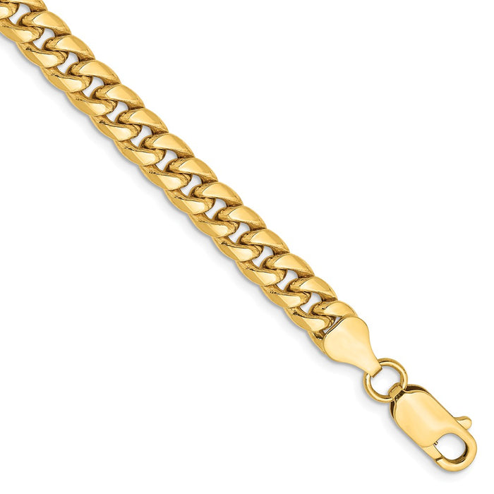 Million Charms 14k Yellow Gold 6mm Semi-Solid Miami Cuban Chain, Chain Length: 8 inches